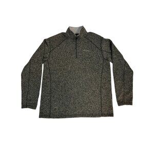 Eddie Bauer Sweater‎ Mens XL Heathered Black 1/4 Zip Pull Over Outdoor Hiking